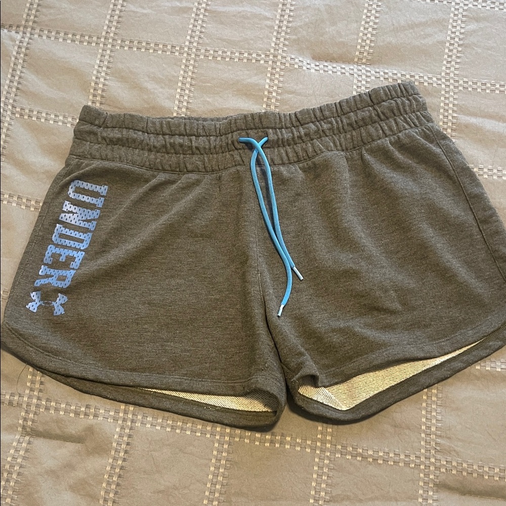 Under Armour Women's Charcoal Athletic Shorts with Light Blue Drawstring